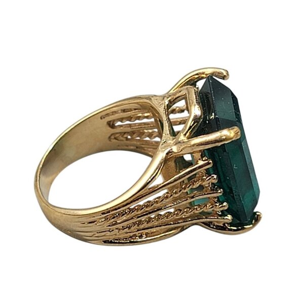 Ana BeKoach 18khge Simulated Emerald Ring Yellow Heavy Electroplated Gold SZ 5 - Picture 4 of 10